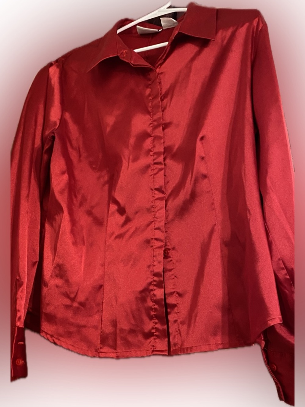 Kathy Ireland Vibrant Red Button Down Shirt